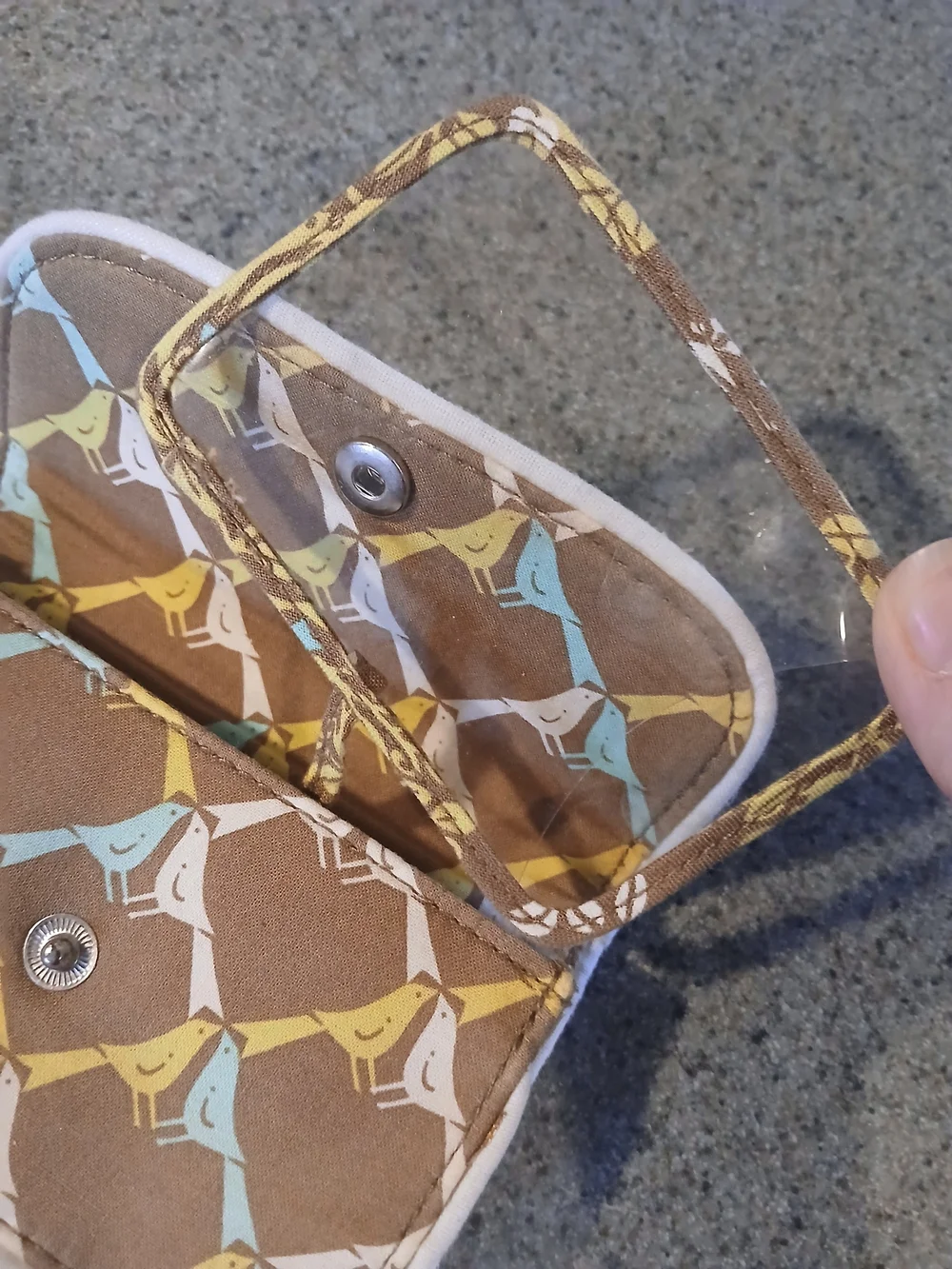 Vera Bradley Canvas Bird-Print Wallet in Brown and Yellow